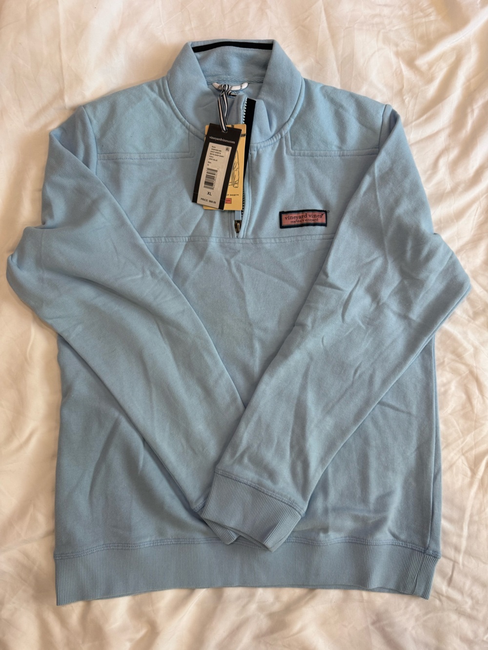 Vineyard Vines Shep Shirt Jake Blue Quarter-Zip Pullover Size XL NWT Flaw READ